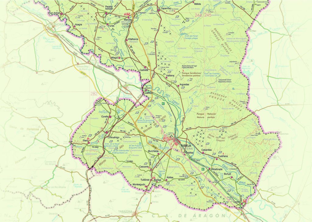 Mapa del Corredor verde del Ebro - Ribera de Navarra
